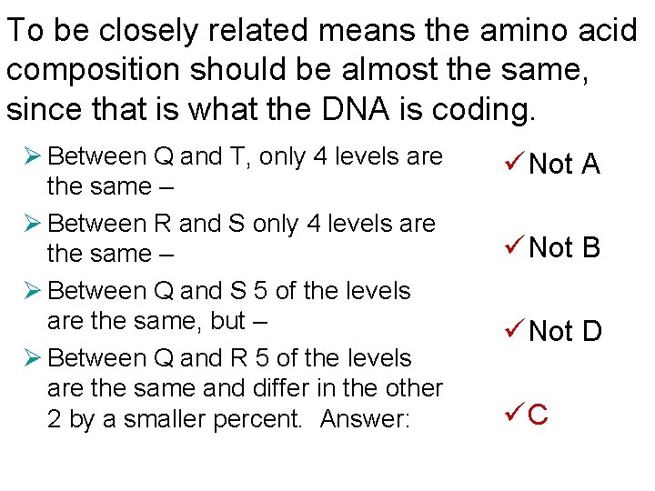 To be closely related means the amino acid composition should be almost the same,