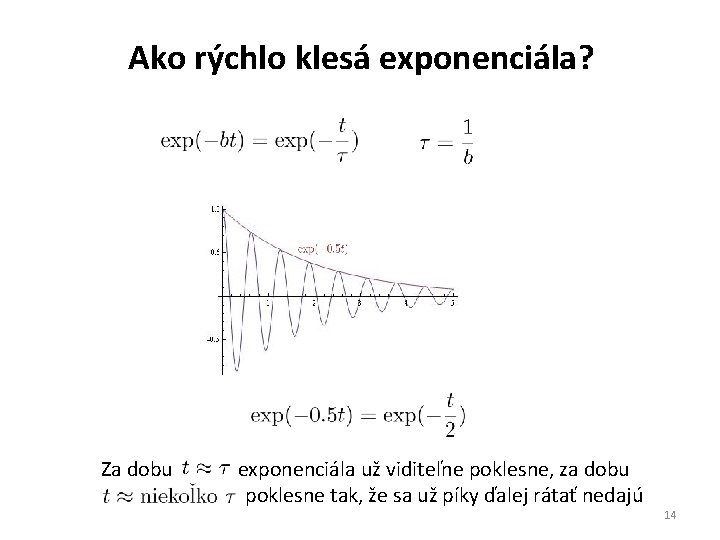 Ako rýchlo klesá exponenciála? Za dobu exponenciála už viditeľne poklesne, za dobu poklesne tak,