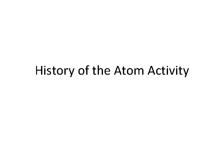 History of the Atom Activity 