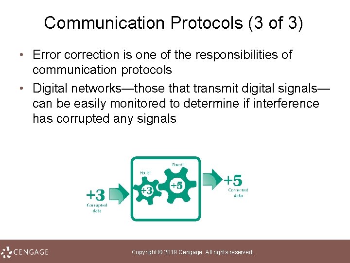 Communication Protocols (3 of 3) • Error correction is one of the responsibilities of