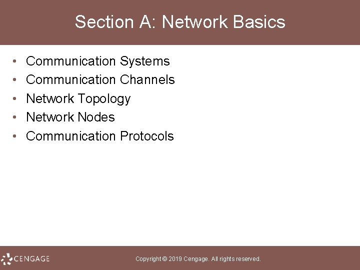 Section A: Network Basics • • • Communication Systems Communication Channels Network Topology Network