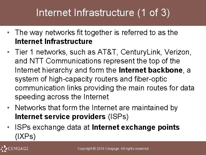 Internet Infrastructure (1 of 3) • The way networks fit together is referred to