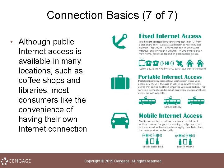 Connection Basics (7 of 7) • Although public Internet access is available in many