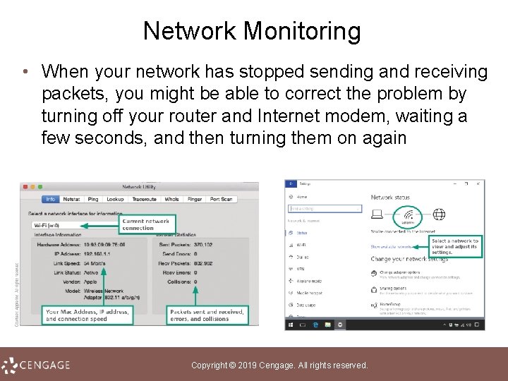 Network Monitoring • When your network has stopped sending and receiving packets, you might