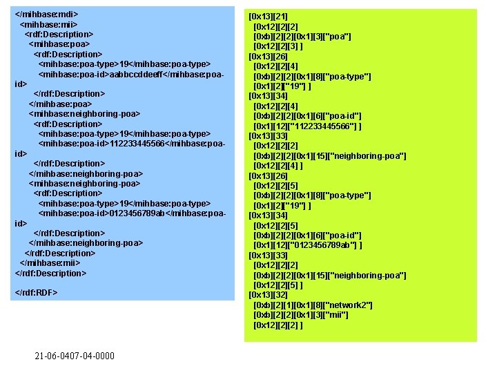 </mihbase: mdi> <mihbase: mii> <rdf: Description> <mihbase: poa-type>19</mihbase: poa-type> <mihbase: poa-id>aabbccddeeff</mihbase: poaid> </rdf: Description>