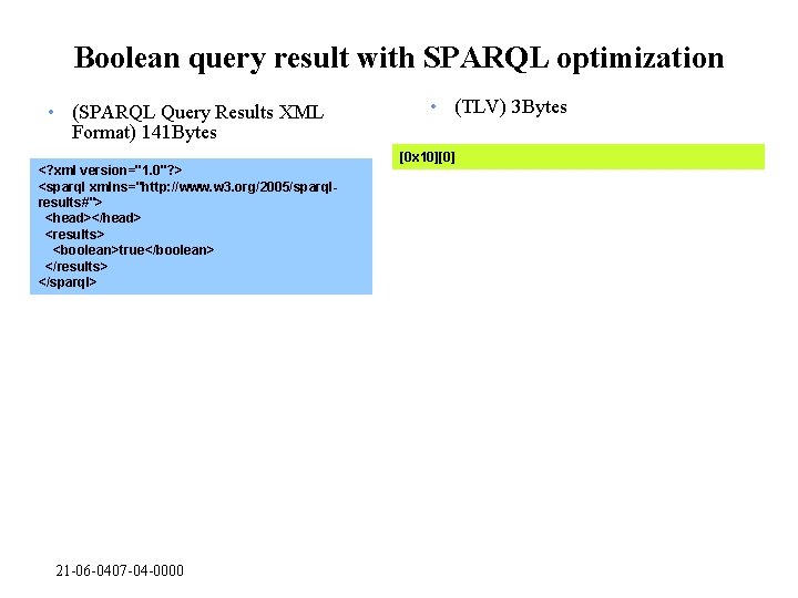 Boolean query result with SPARQL optimization • (SPARQL Query Results XML Format) 141 Bytes