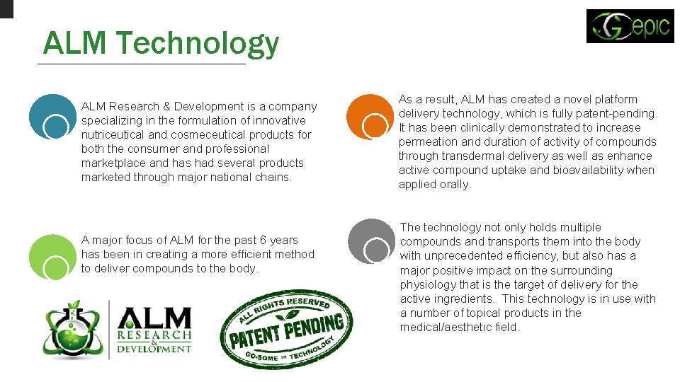 ALM Technology ALM Research & Development is a company specializing in the formulation of