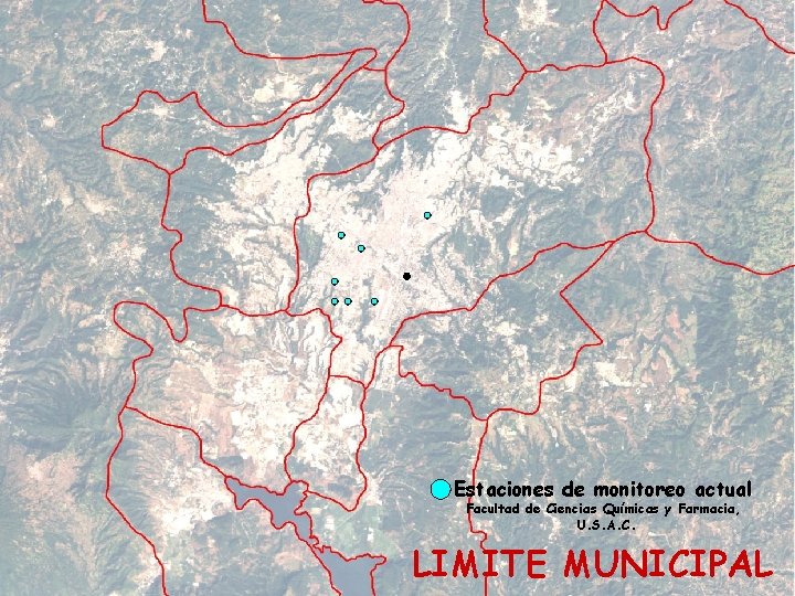 Estaciones de monitoreo actual Facultad de Ciencias Químicas y Farmacia, U. S. A. C. Estaciones de monitoreo actual Facultad de Ciencias Químicas y Farmacia, U. S. A. C.