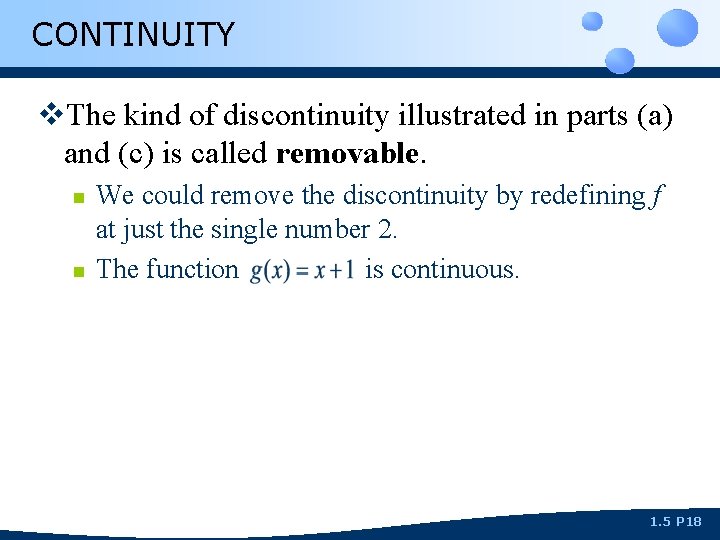 CONTINUITY v. The kind of discontinuity illustrated in parts (a) and (c) is called
