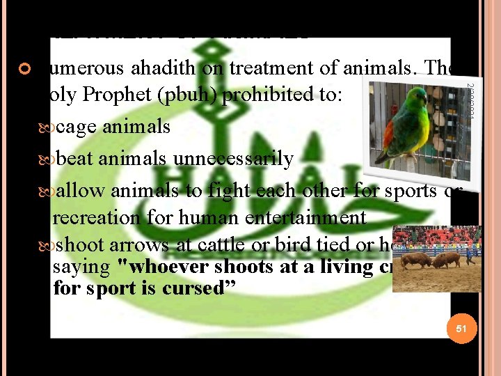 TREATMENT OF ANIMALS Numerous ahadith on treatment of animals. The 2/28/2021 Holy Prophet (pbuh)