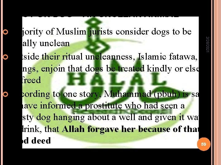 MERCY ON DOG – AN UNCLEAN ANIMAL 2/28/2021 Majority of Muslim jurists consider dogs