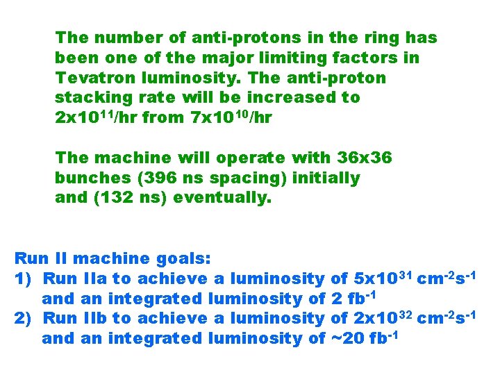 The number of anti-protons in the ring has been one of the major limiting