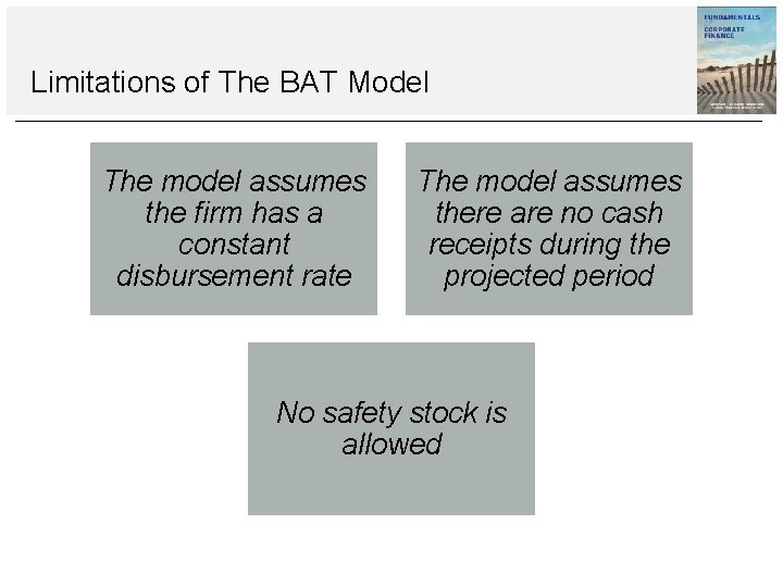 Limitations of The BAT Model The model assumes the firm has a constant disbursement Limitations of The BAT Model The model assumes the firm has a constant disbursement