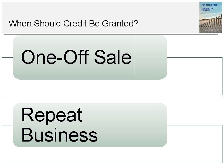 When Should Credit Be Granted? One-Off Sale Repeat Business When Should Credit Be Granted? One-Off Sale Repeat Business