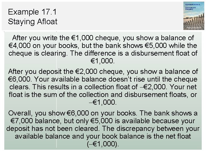 Example 17. 1 Staying Afloat After you write the € 1, 000 cheque, you Example 17. 1 Staying Afloat After you write the € 1, 000 cheque, you