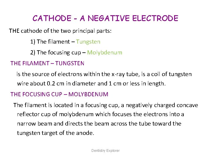 CATHODE - A NEGATIVE ELECTRODE THE cathode of the two principal parts: 1) The