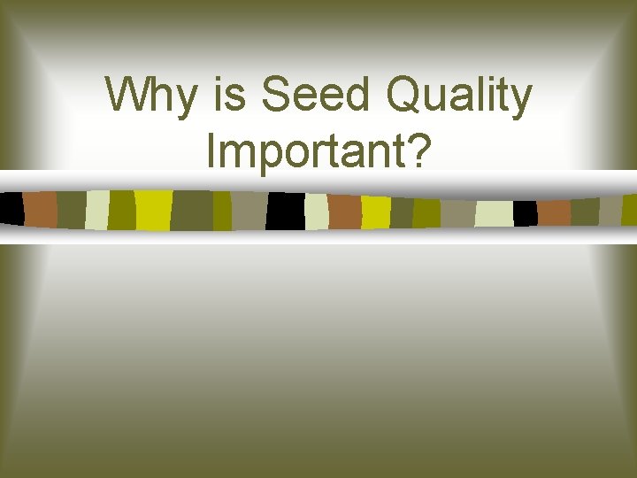 Why is Seed Quality Important? 