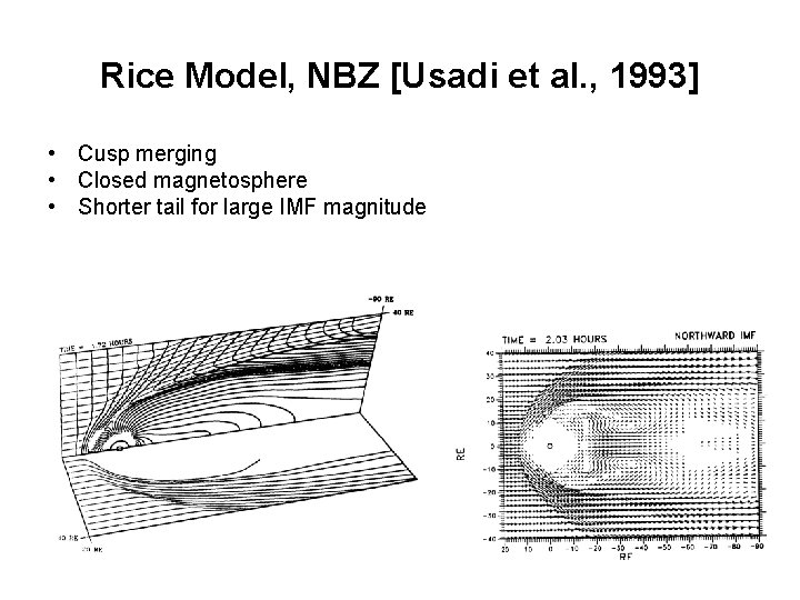 Rice Model, NBZ [Usadi et al. , 1993] • Cusp merging • Closed magnetosphere