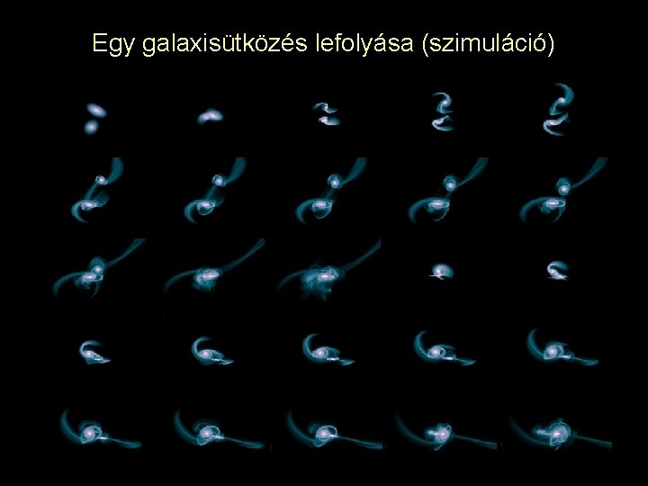 Egy galaxisütközés lefolyása (szimuláció) 