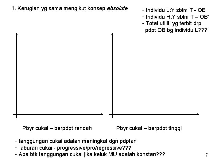 1. Kerugian yg sama mengikut konsep absolute Pbyr cukai – berpdpt rendah • Individu