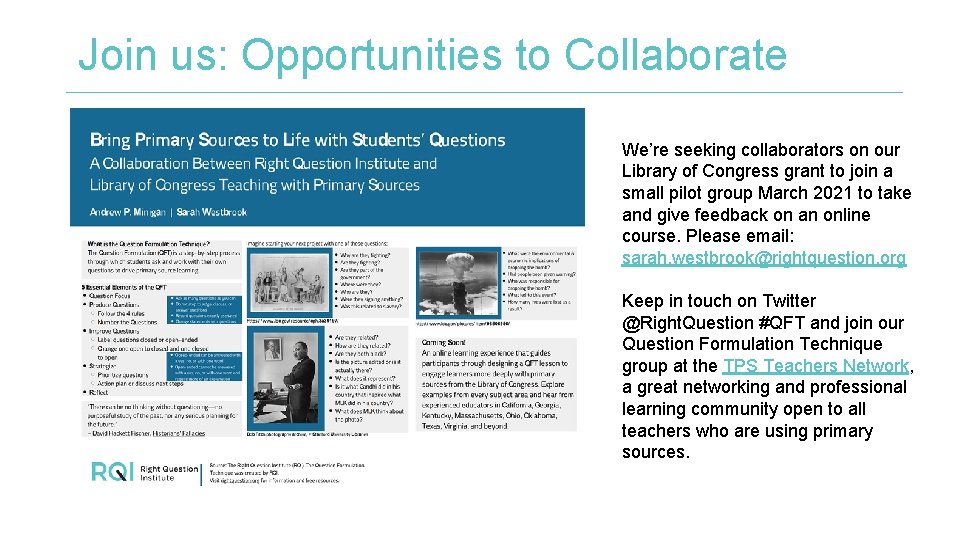 Join us: Opportunities to Collaborate We’re seeking collaborators on our Library of Congress grant