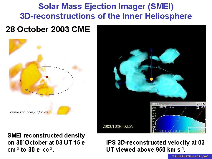 Solar Mass Ejection Imager (SMEI) 3 D-reconstructions of the Inner Heliosphere 28 October 2003