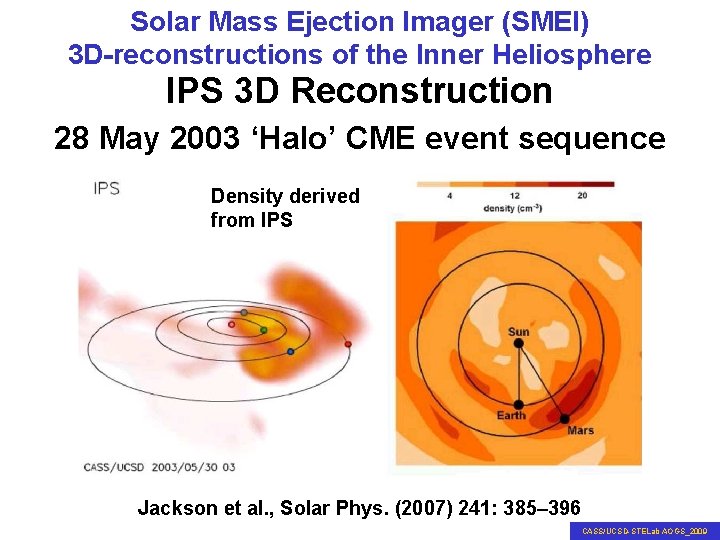 Solar Mass Ejection Imager (SMEI) 3 D-reconstructions of the Inner Heliosphere IPS 3 D