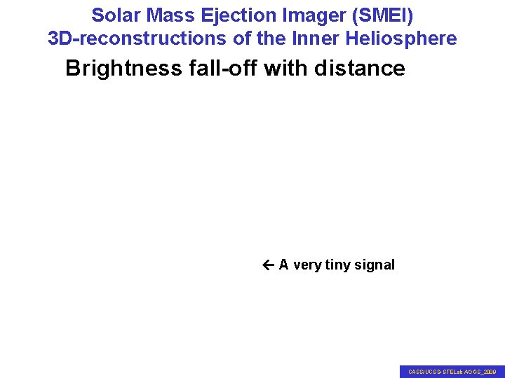 Solar Mass Ejection Imager (SMEI) 3 D-reconstructions of the Inner Heliosphere Brightness fall-off with