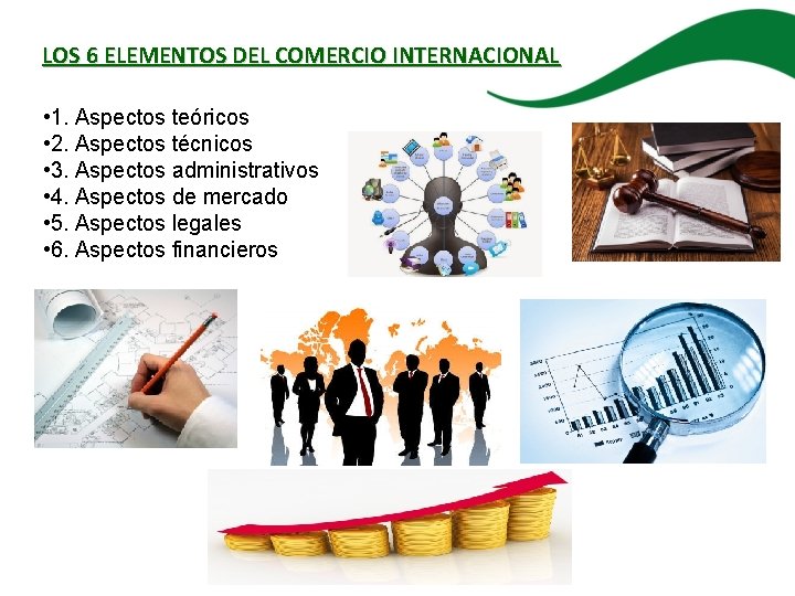 LOS 6 ELEMENTOS DEL COMERCIO INTERNACIONAL • 1. Aspectos teóricos • 2. Aspectos técnicos