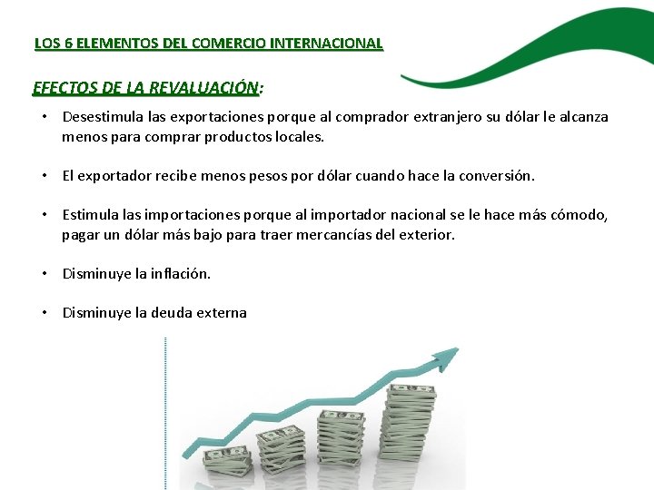 LOS 6 ELEMENTOS DEL COMERCIO INTERNACIONAL EFECTOS DE LA REVALUACIÓN: EFECTOS DE LA REVALUACIÓN