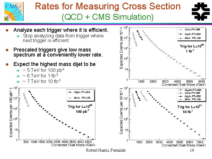 Rates for Measuring Cross Section (QCD + CMS Simulation) l Analyze each trigger where