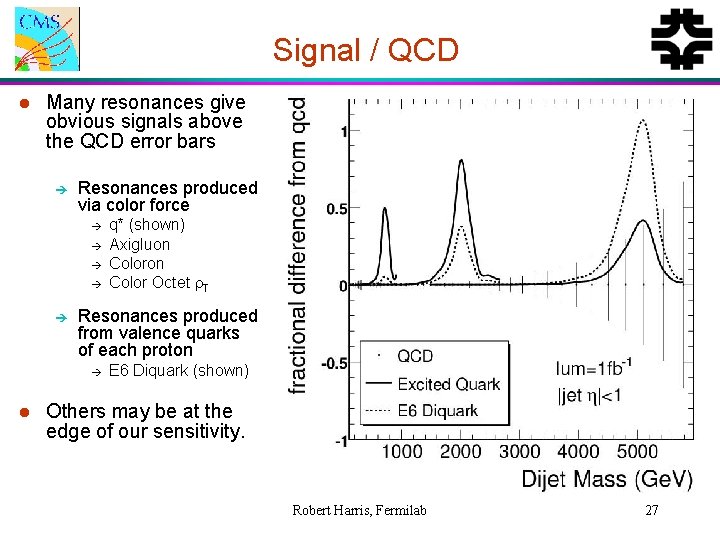 Signal / QCD l Many resonances give obvious signals above the QCD error bars