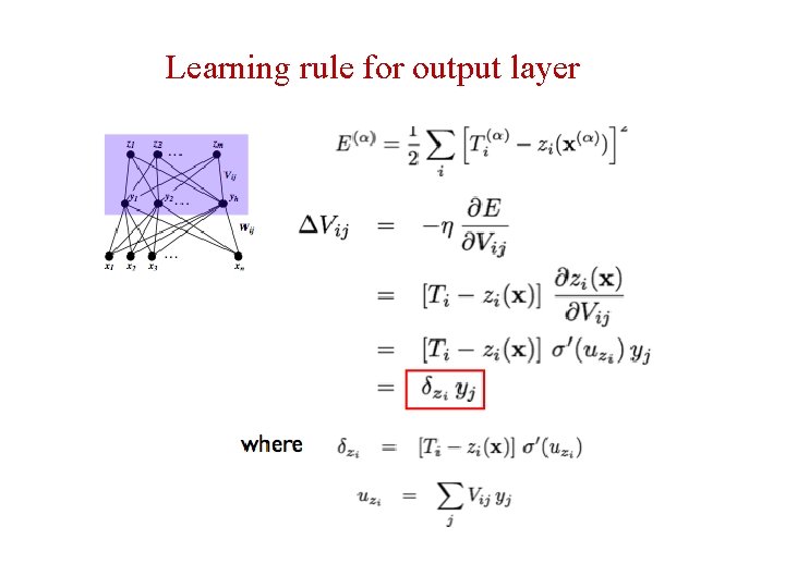 Learning rule for output layer 