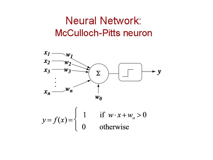 Neural Network: Mc. Culloch-Pitts neuron 