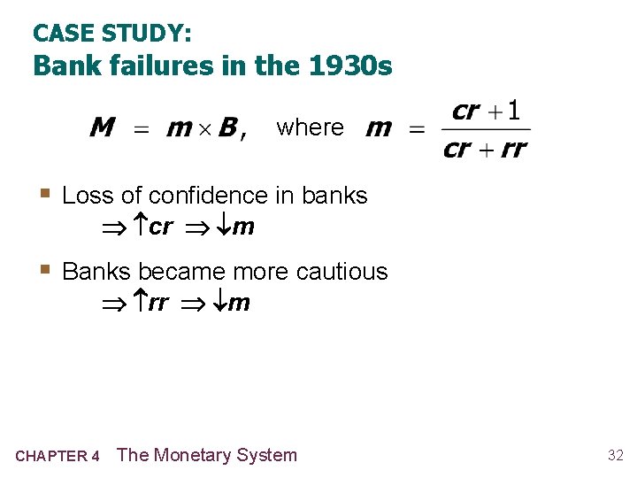 CASE STUDY: Bank failures in the 1930 s where § Loss of confidence in CASE STUDY: Bank failures in the 1930 s where § Loss of confidence in