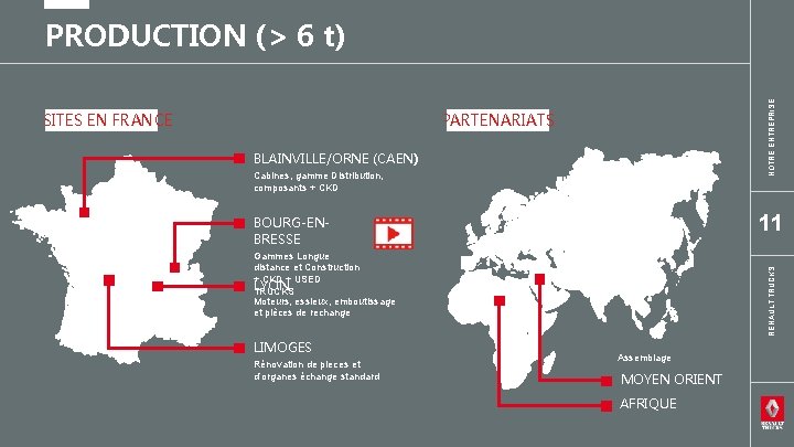 4 SITES EN FRANCE NOTRE ENTREPRISE PRODUCTION (> 6 t) PARTENARIATS BLAINVILLE/ORNE (CAEN) Cabines,