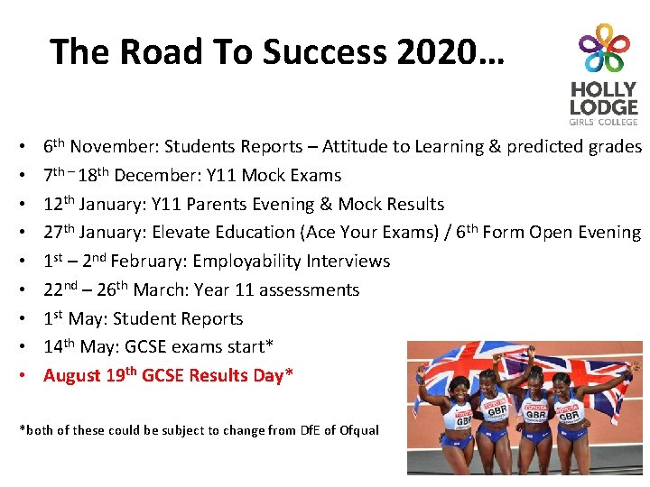 The Road To Success 2020… • • • 6 th November: Students Reports –