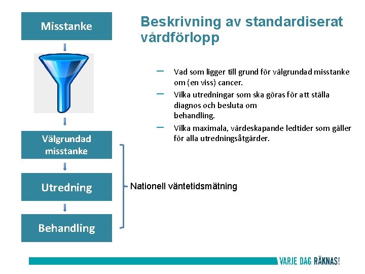 Misstanke Beskrivning av standardiserat vårdförlopp – – Välgrundad misstanke Utredning Behandling – Vad som