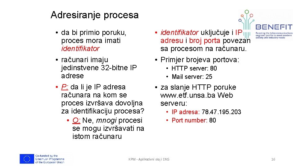 Adresiranje procesa • da bi primio poruku, proces mora imati identifikator • računari imaju