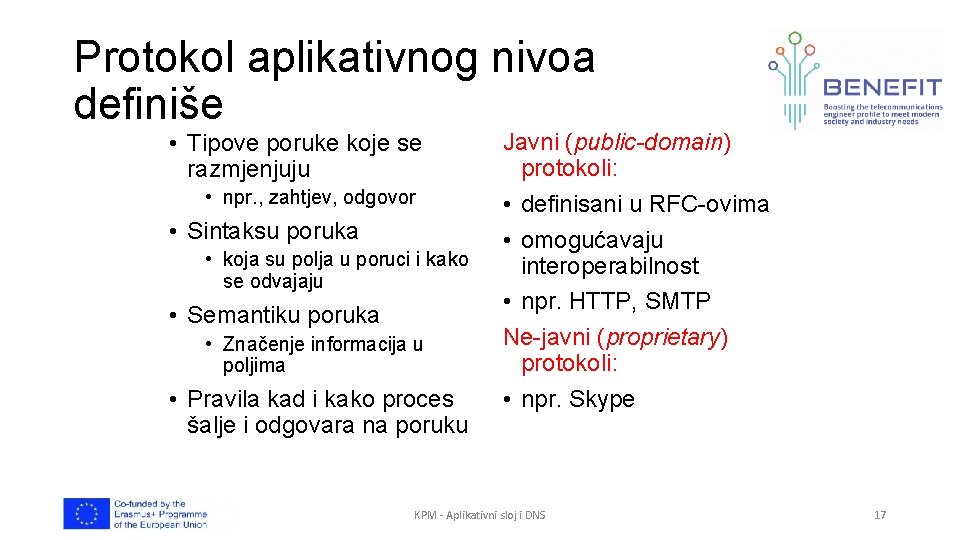Protokol aplikativnog nivoa definiše • Tipove poruke koje se razmjenjuju • npr. , zahtjev,