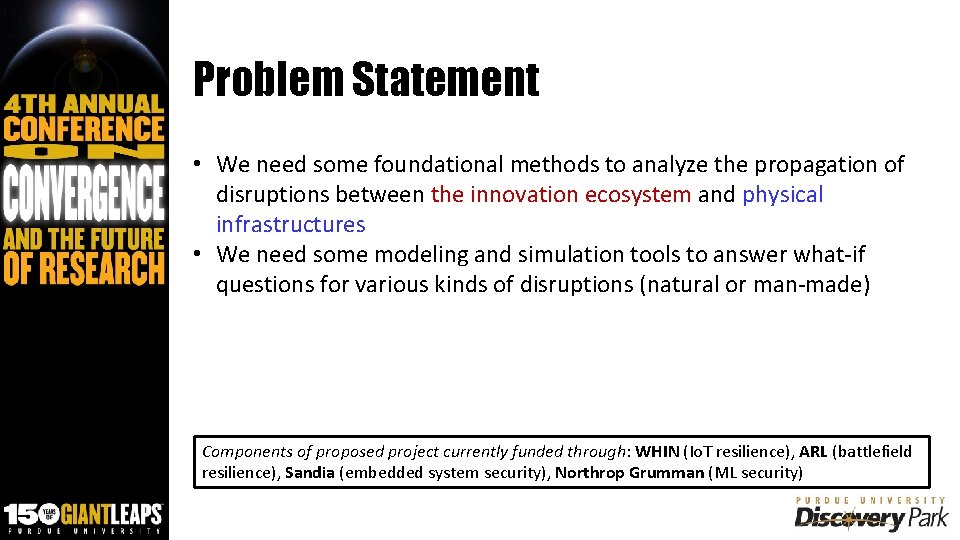 Problem Statement • We need some foundational methods to analyze the propagation of disruptions
