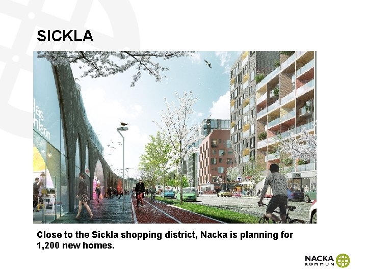 SICKLA Close to the Sickla shopping district, Nacka is planning for 1, 200 new