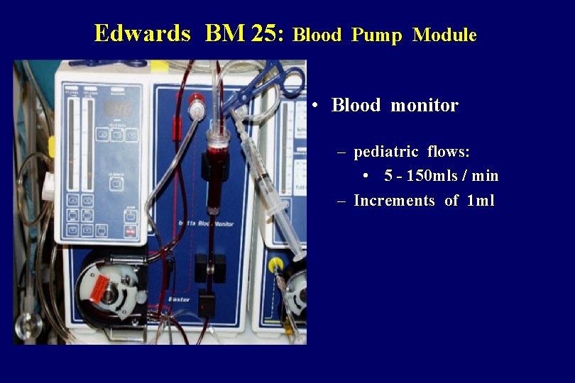 Edwards BM 25: Blood Pump Module • Blood monitor – pediatric flows: • 5