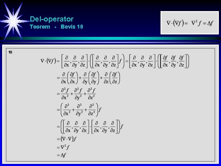 Del-operator Teorem - Bevis 10 10 