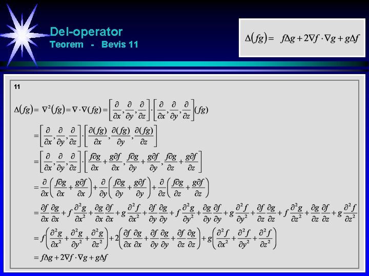 Del-operator Teorem - Bevis 11 11 