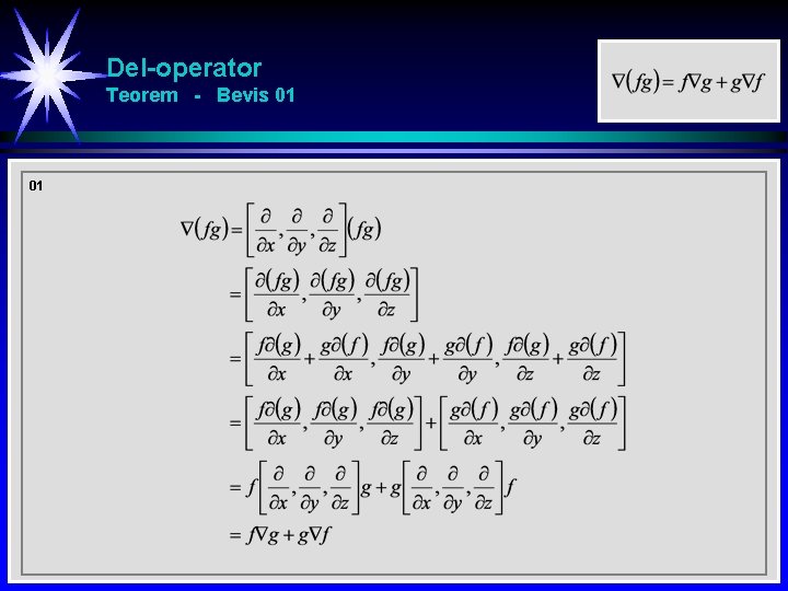 Del-operator Teorem - Bevis 01 01 