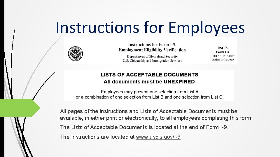 Instructions for Employees All pages of the instructions and Lists of Acceptable Documents must