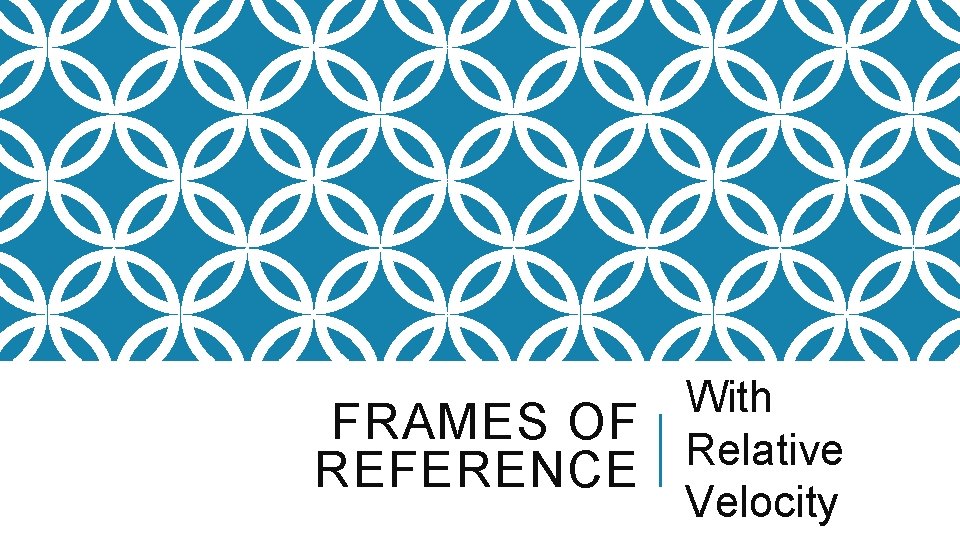 With FRAMES OF Relative REFERENCE Velocity 