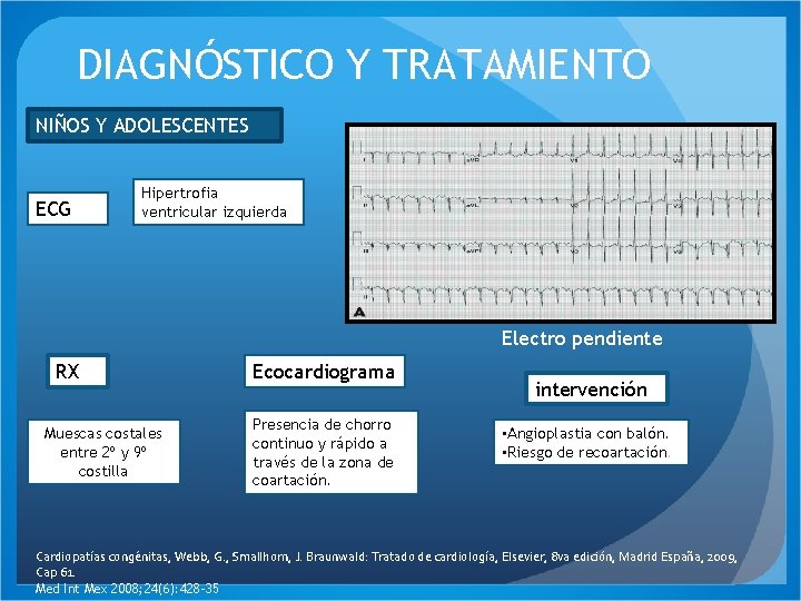 DIAGNÓSTICO Y TRATAMIENTO NIÑOS Y ADOLESCENTES ECG Hipertrofia ventricular izquierda Electro pendiente RX Muescas