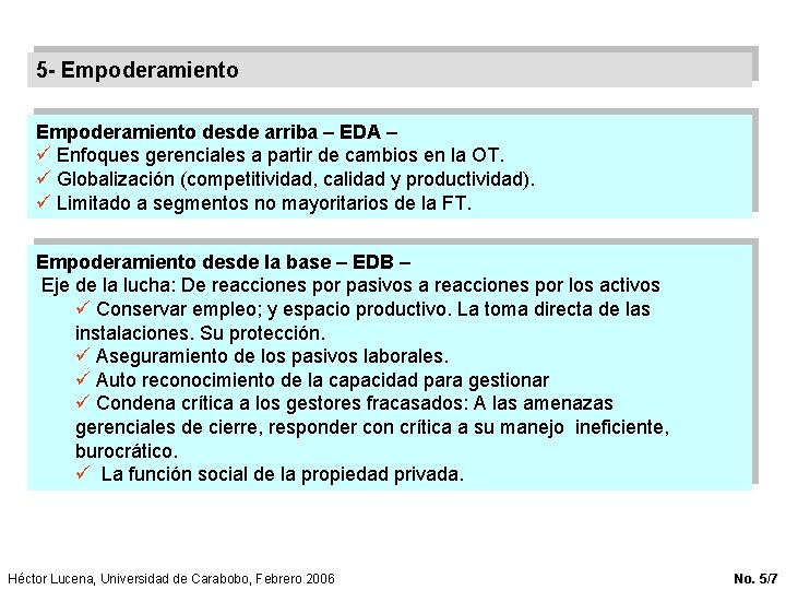 5 - Empoderamiento desde arriba – EDA – ü Enfoques gerenciales a partir de